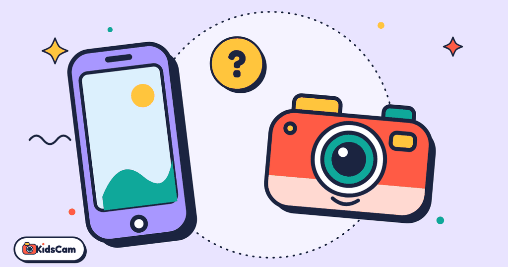 Illustration: Smartphone und Kinderkamera im Vergleich